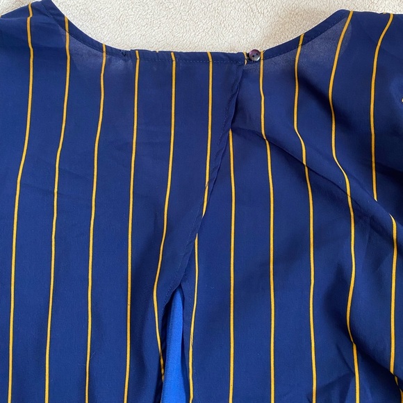 Striped Navy Wrap Chiffon Top - XL - Picture 3 of 4